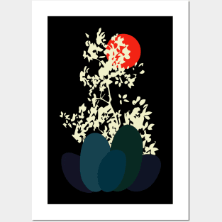 Minimalist Abstract Nature Art #45 Japanese Plant with Rocks Posters and Art